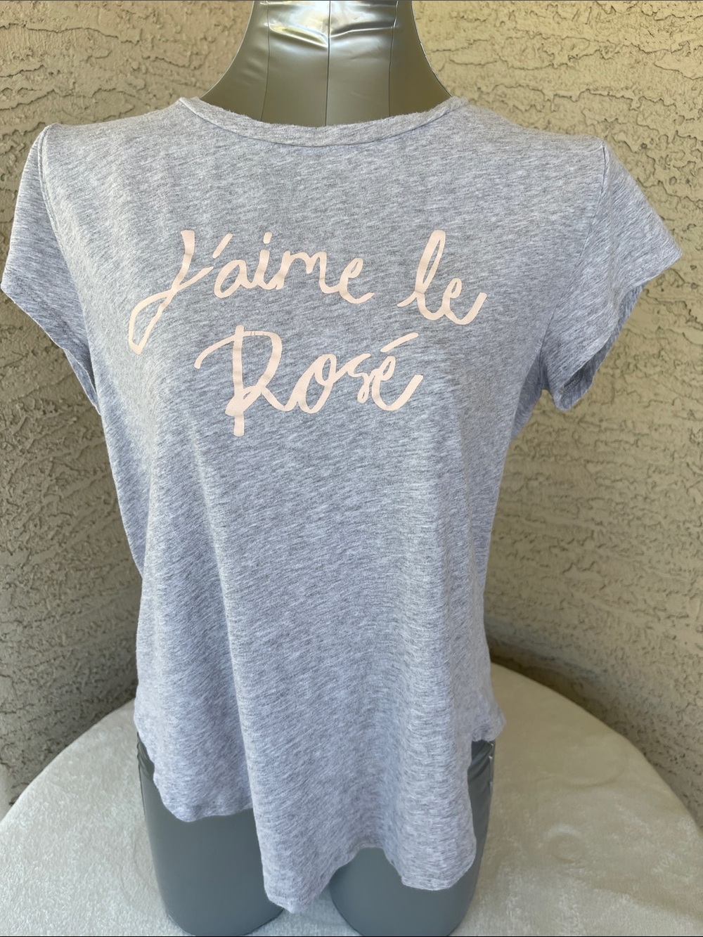 Loft 'J'aime le Rosé' Graphic Tee - Light Gray 100% cotton